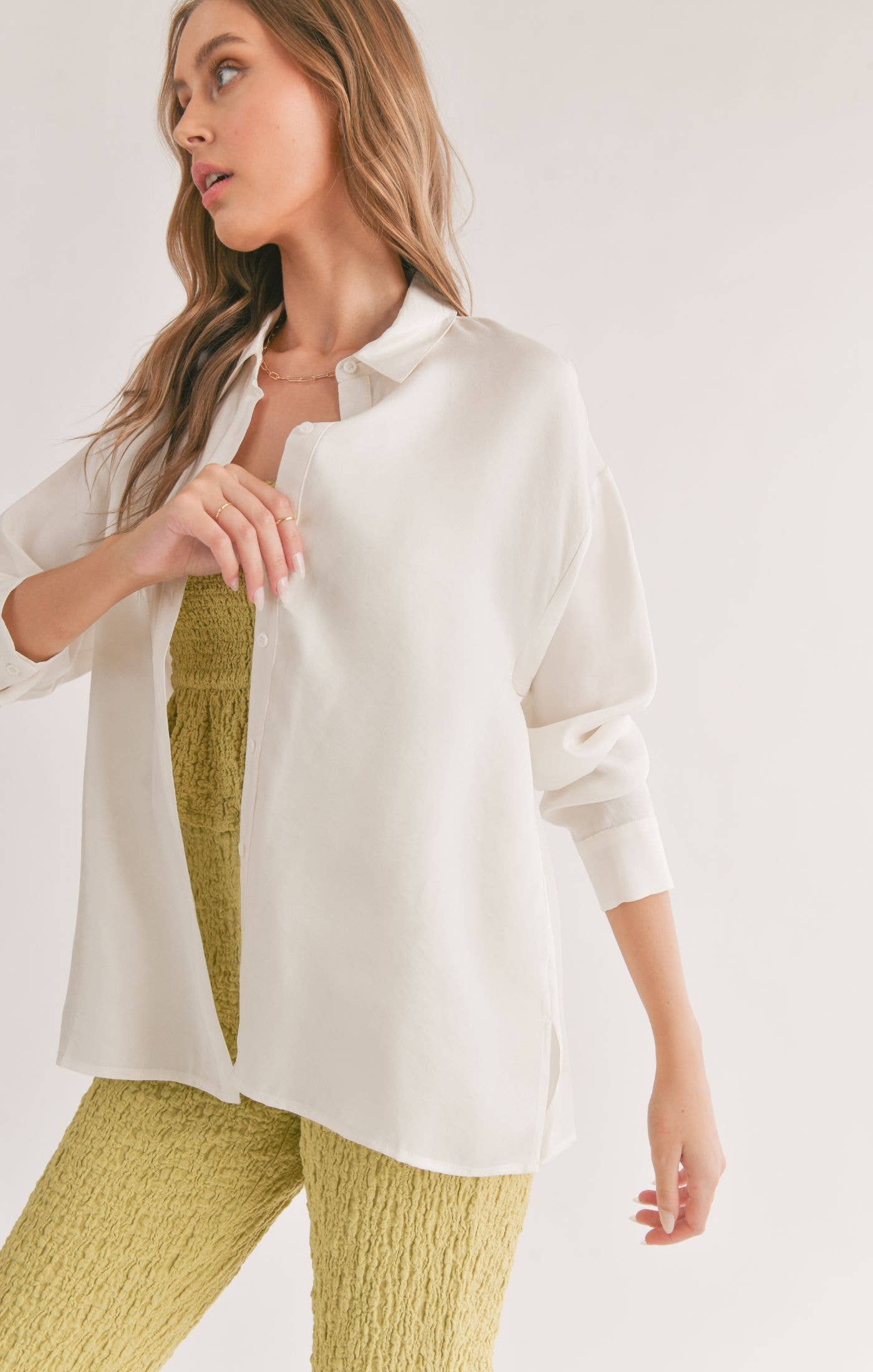 Dunes Button Up Shirt: WHITE