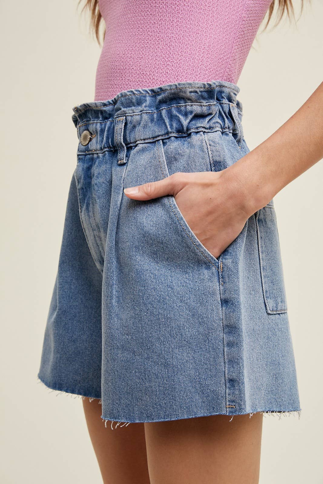 PAPERBAG DISTRESSED COTTON DENIM SHORTS