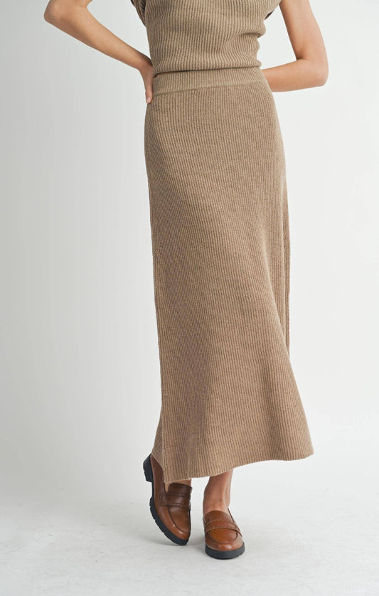 Crosby Sweater Midi Skirt: DARK TAUPE