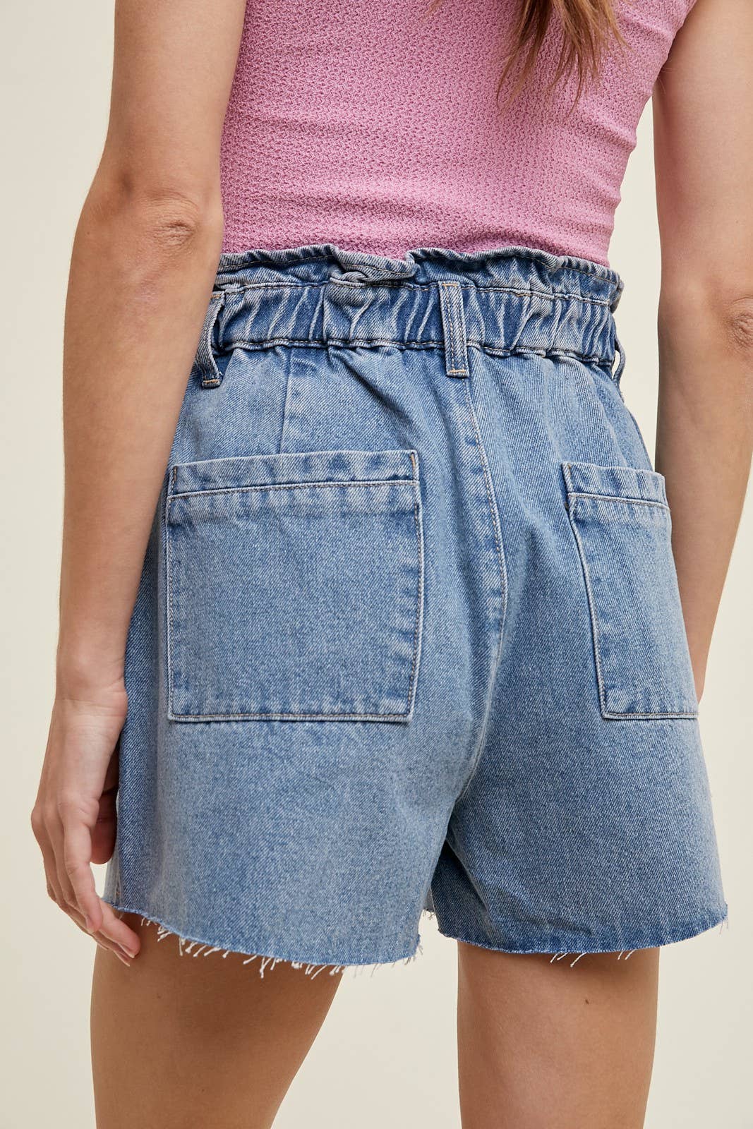 PAPERBAG DISTRESSED COTTON DENIM SHORTS