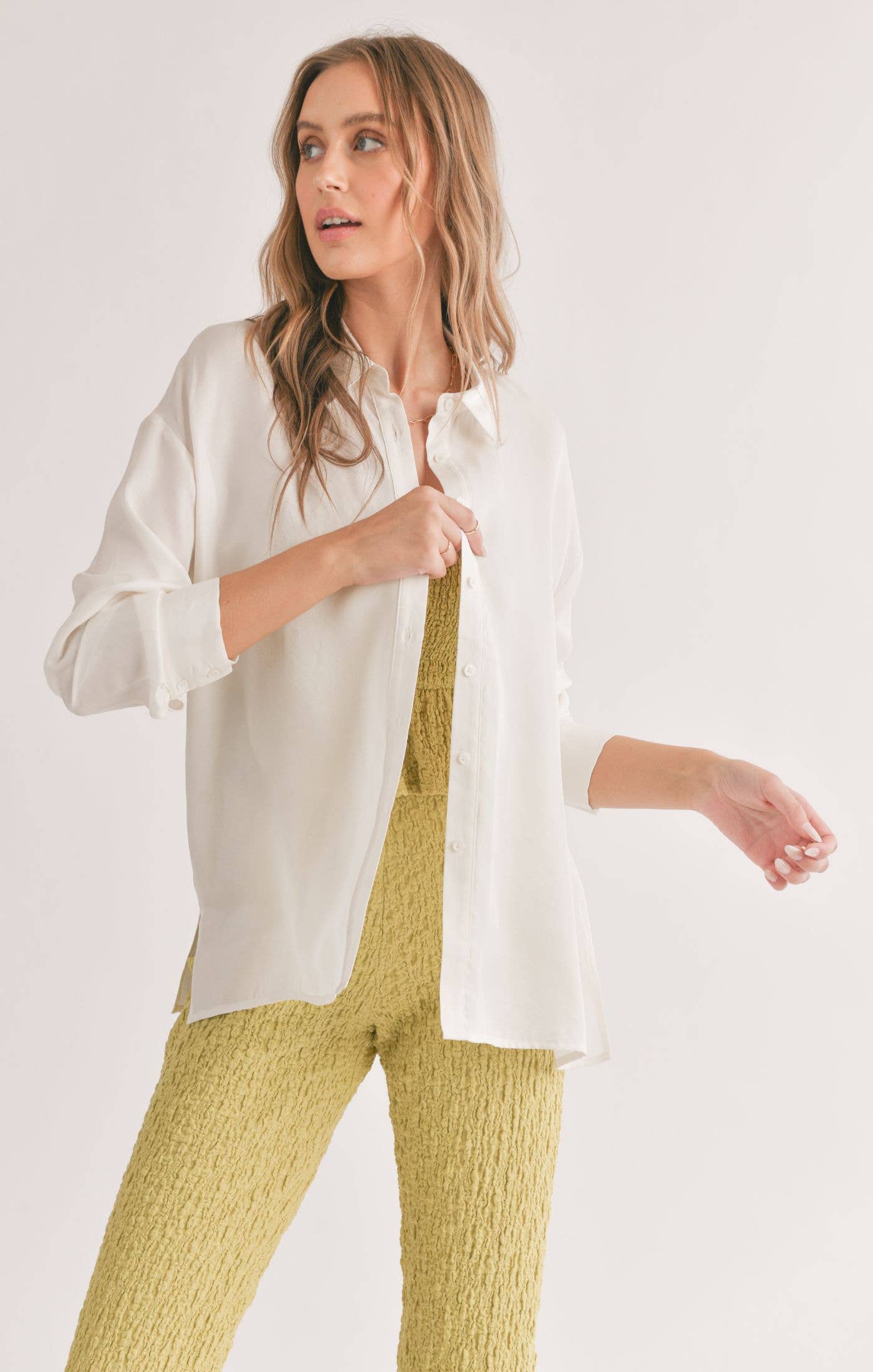 Dunes Button Up Shirt: WHITE